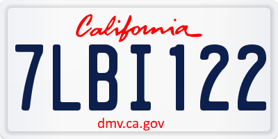 CA license plate 7LBI122