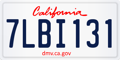 CA license plate 7LBI131