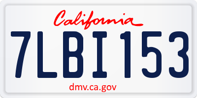 CA license plate 7LBI153