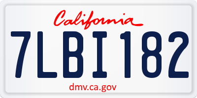 CA license plate 7LBI182