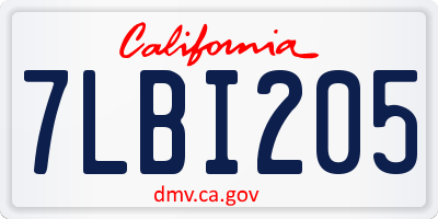 CA license plate 7LBI205
