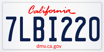 CA license plate 7LBI220