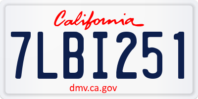 CA license plate 7LBI251
