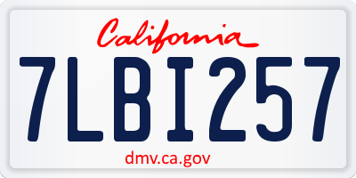 CA license plate 7LBI257