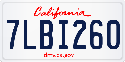 CA license plate 7LBI260
