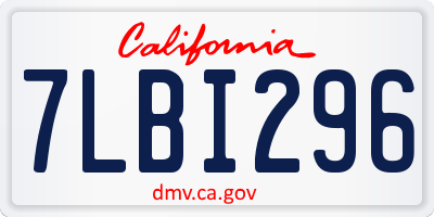 CA license plate 7LBI296