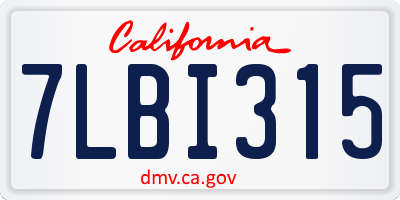 CA license plate 7LBI315