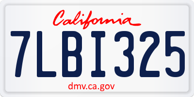 CA license plate 7LBI325