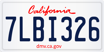 CA license plate 7LBI326