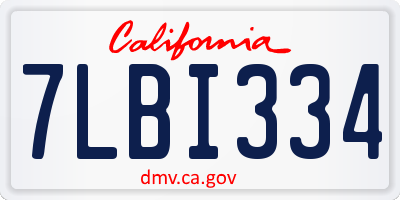 CA license plate 7LBI334