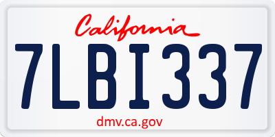 CA license plate 7LBI337