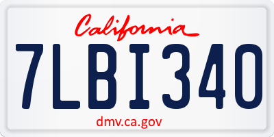 CA license plate 7LBI340