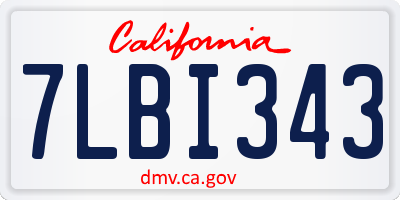 CA license plate 7LBI343