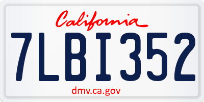 CA license plate 7LBI352