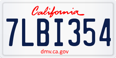 CA license plate 7LBI354