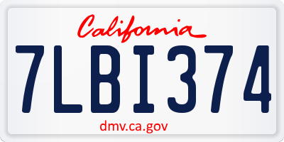 CA license plate 7LBI374
