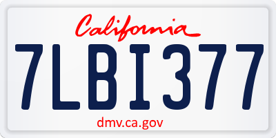 CA license plate 7LBI377