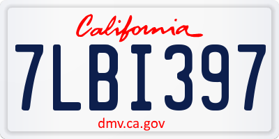 CA license plate 7LBI397
