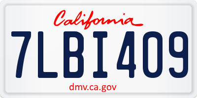 CA license plate 7LBI409