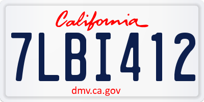 CA license plate 7LBI412