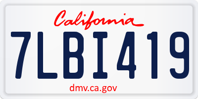 CA license plate 7LBI419