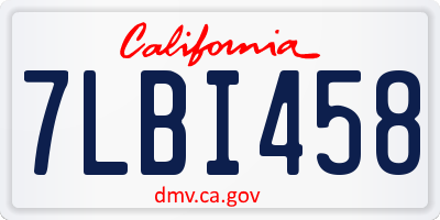 CA license plate 7LBI458