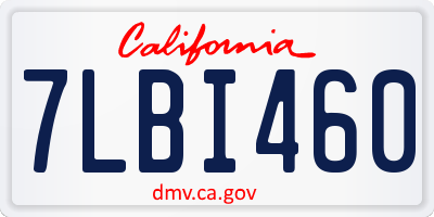 CA license plate 7LBI460