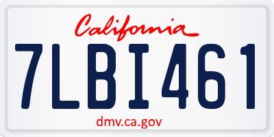 CA license plate 7LBI461