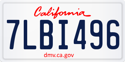CA license plate 7LBI496