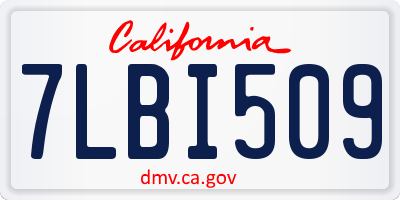 CA license plate 7LBI509