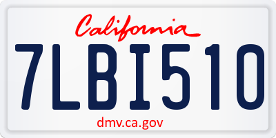 CA license plate 7LBI510
