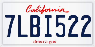 CA license plate 7LBI522