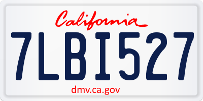CA license plate 7LBI527