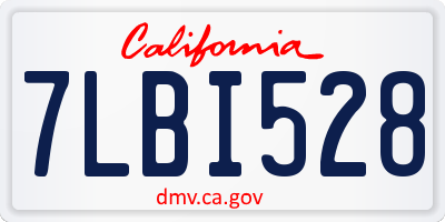 CA license plate 7LBI528