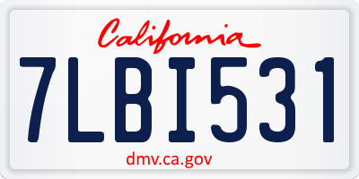 CA license plate 7LBI531
