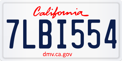 CA license plate 7LBI554