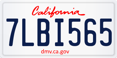 CA license plate 7LBI565