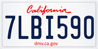 CA license plate 7LBI590