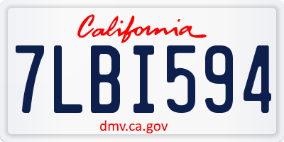 CA license plate 7LBI594