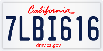 CA license plate 7LBI616