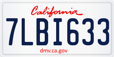 CA license plate 7LBI633