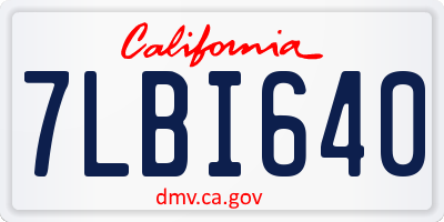 CA license plate 7LBI640