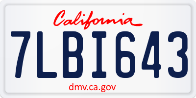 CA license plate 7LBI643