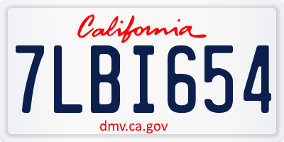CA license plate 7LBI654