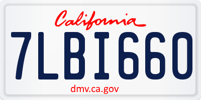 CA license plate 7LBI660