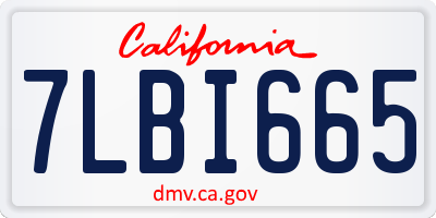 CA license plate 7LBI665