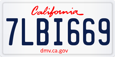 CA license plate 7LBI669