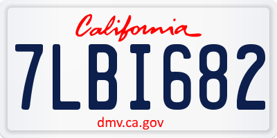 CA license plate 7LBI682