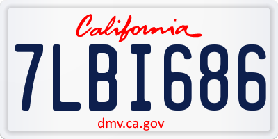 CA license plate 7LBI686