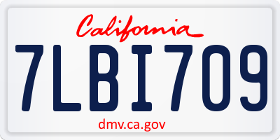 CA license plate 7LBI709